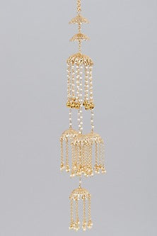 Gold Finish Kaleeras With Faux Pearls