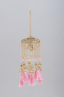 Gold Finish Kaleeras With Pearls & Tassels