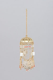 Gold Finish Kaleeras With Colorful Beads & Pearls