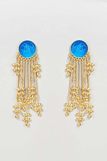 Gold Finish Waterfall Dangler Earrings