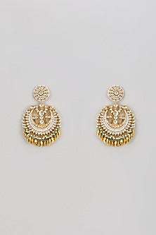 Gold Finish Kundan Polki Chandbaali Earrings