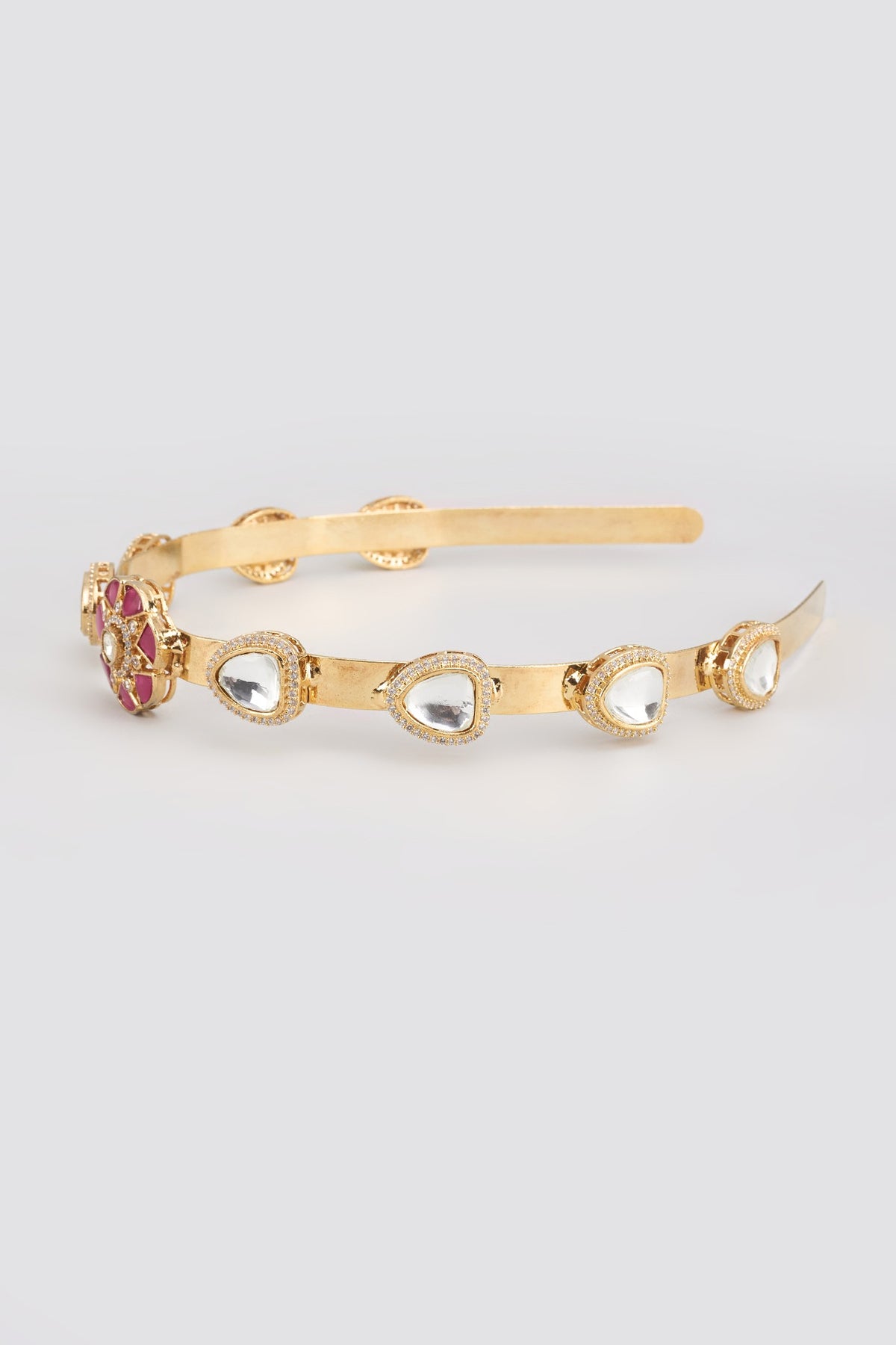 Gold Finish Kundan Polki Hairband