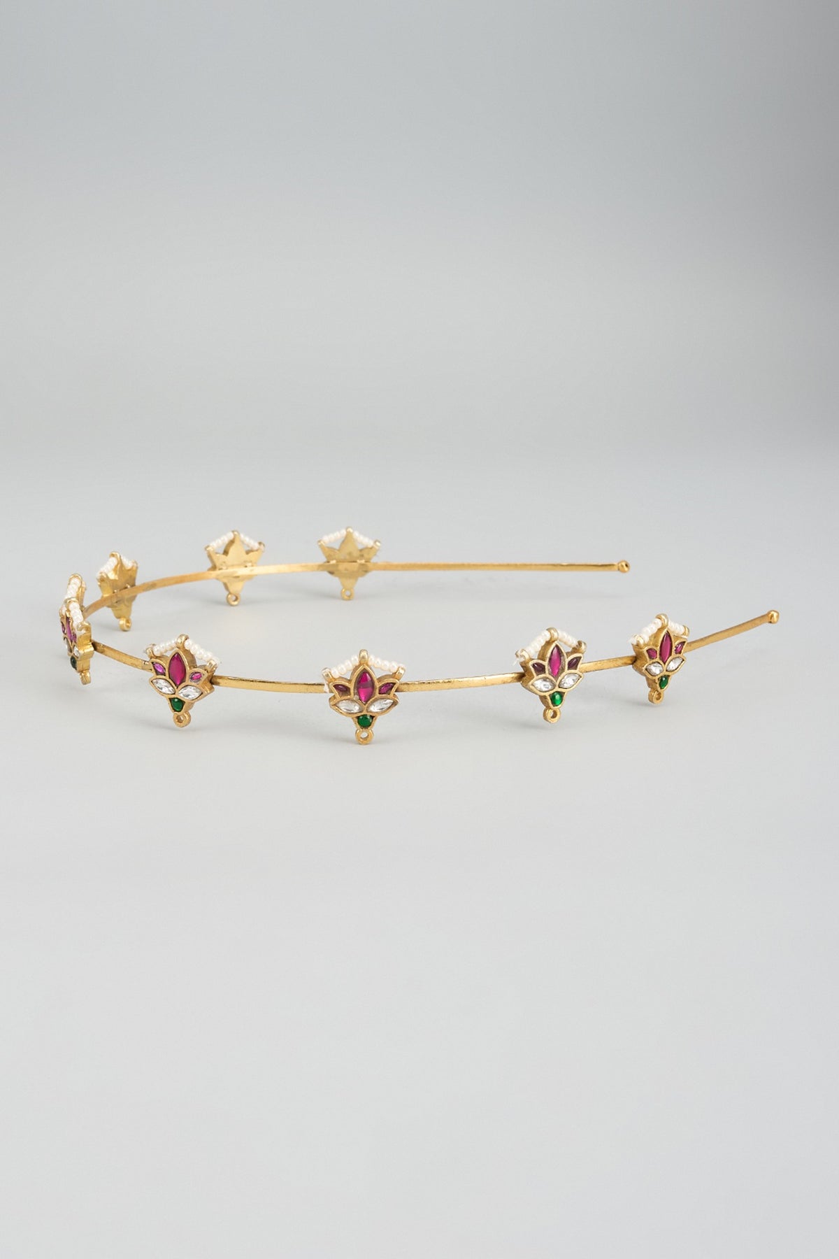 Gold Finish Kundan Polki Hairband