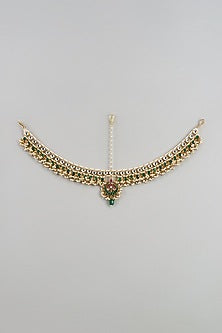 Gold Finish Multi-Colored Kundan Polki Mathapatti