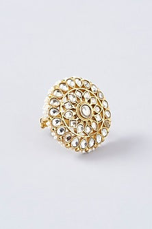 Gold Finish Kundan Polki Ring