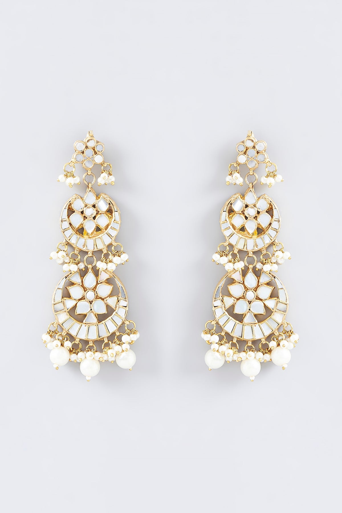 Gold Finish Mother Of Pearl Dangler Earrings