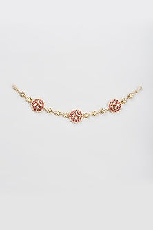 Gold Finish Red Kundan Polki Sheeshphool