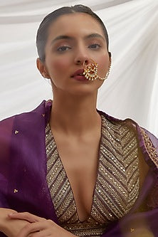 Gold Finish White Kundan Polki Nath