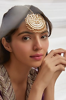 Gold Finish Kundan Polki Maang Tikka