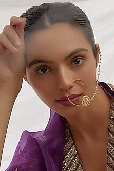 Gold Finish Kundan Polki Nath