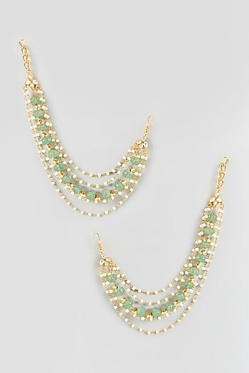 Gold Finish Kundan Polki Earchains