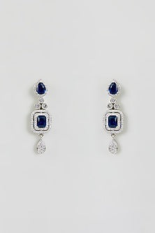 White Finish Zircon & Blue Stone Necklace Set