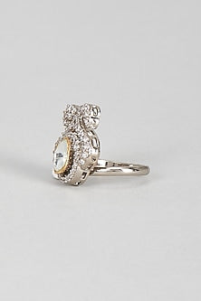 White Finish Kundan Polki Ring