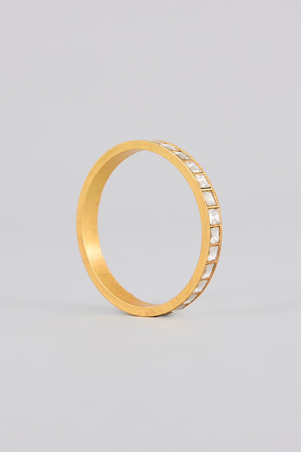 Gold Finish Kundan Polki Bangles (Set Of 2)