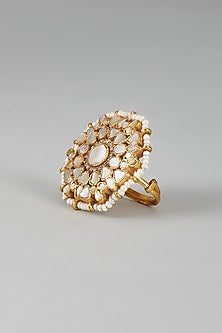 Gold Finish Kundan Polki & Mother of Pearl Ring
