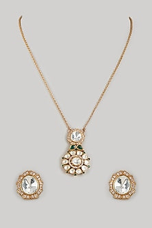 Gold Finish Kundan Polki Long Necklace Set