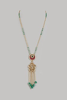 Gold Finish Kundan Polki Long Necklace