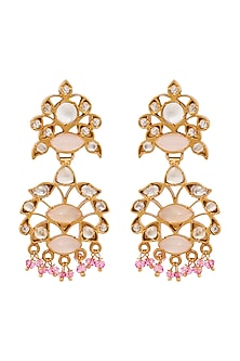 Gold Plated Ethnic Quartz Earrings
