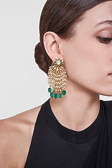 Gold Plated Green Quartz Sitara Earrings