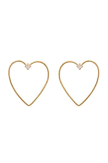 Gold Finish Heart-Shaped Hoop Earrings