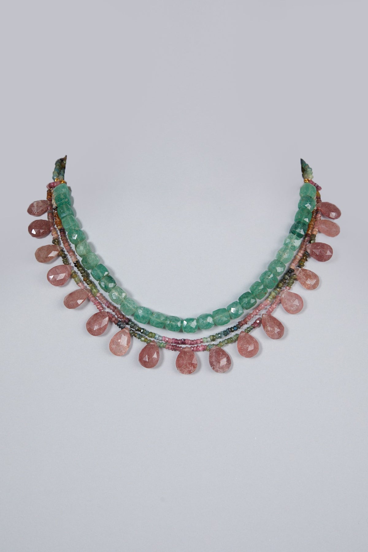Pink & Green Gemstone Choker Necklace
