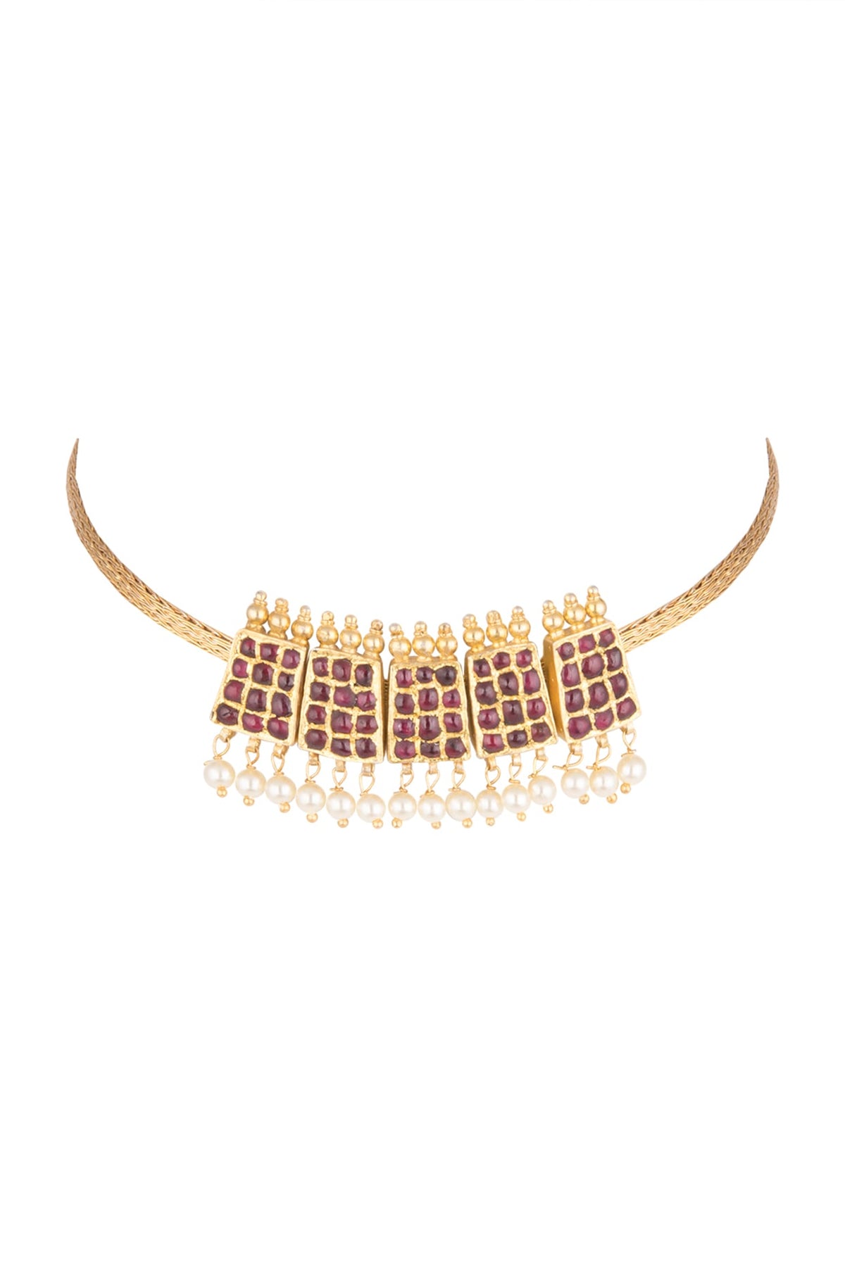 Gold Plated Poothali Necklace In Sterling Silver