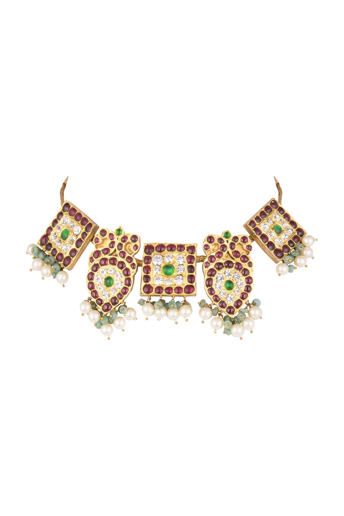 Gold Plated Kemp Stone Choker Necklace In Sterling Silver