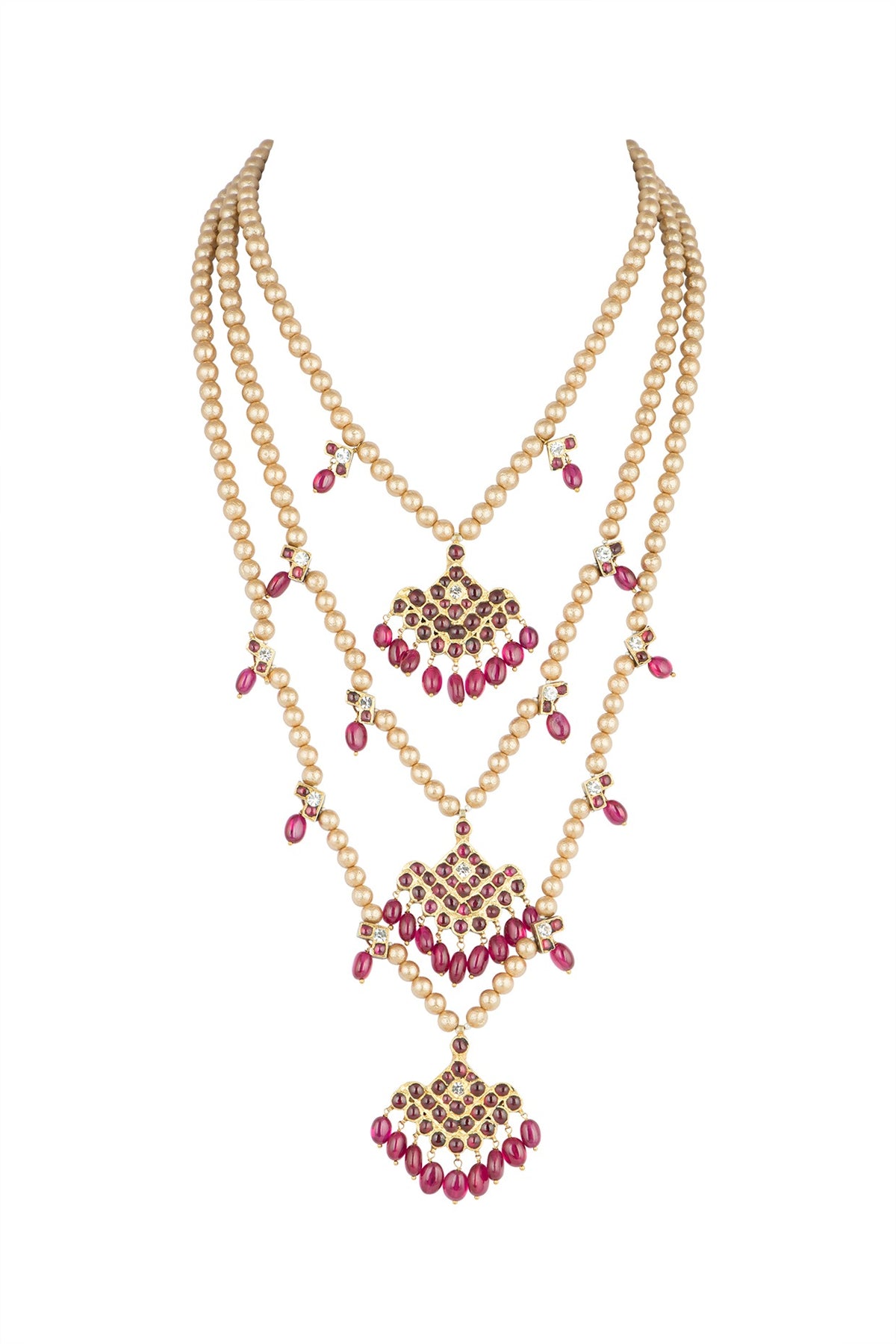 Gold Plated Pearl Necklace In Sterling Silver