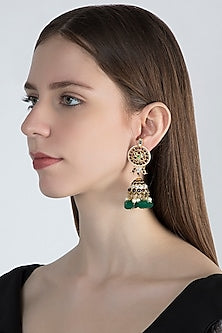 Gold Plated Handcrafted Kempstone Earrings In Sterling Silver