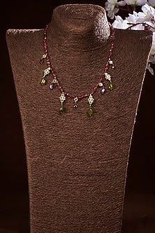 Gold Finish Tourmaline Necklace In Sterling Silver