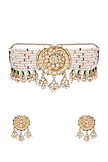 Gold Finish Choker Necklace Set