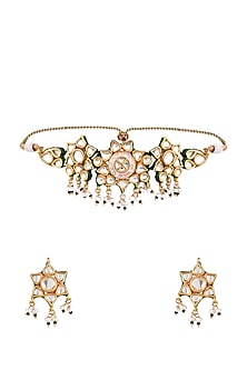 Gold Finish Meenakari Choker Necklace Set