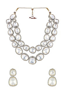 Black Rhodiumn & Gold Finish Polki Necklace Set