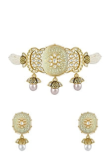 Gold Finish Meenakari Choker Necklace Set