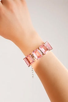 White Finish Pink Zircons Bracelet