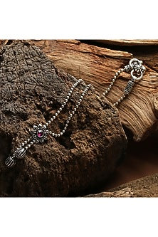 Silver Finish Ruby Stone Anklet In Sterling Silver
