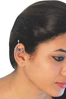 Silver Finish Coral Stone Dangler Earrings In Sterling Silver
