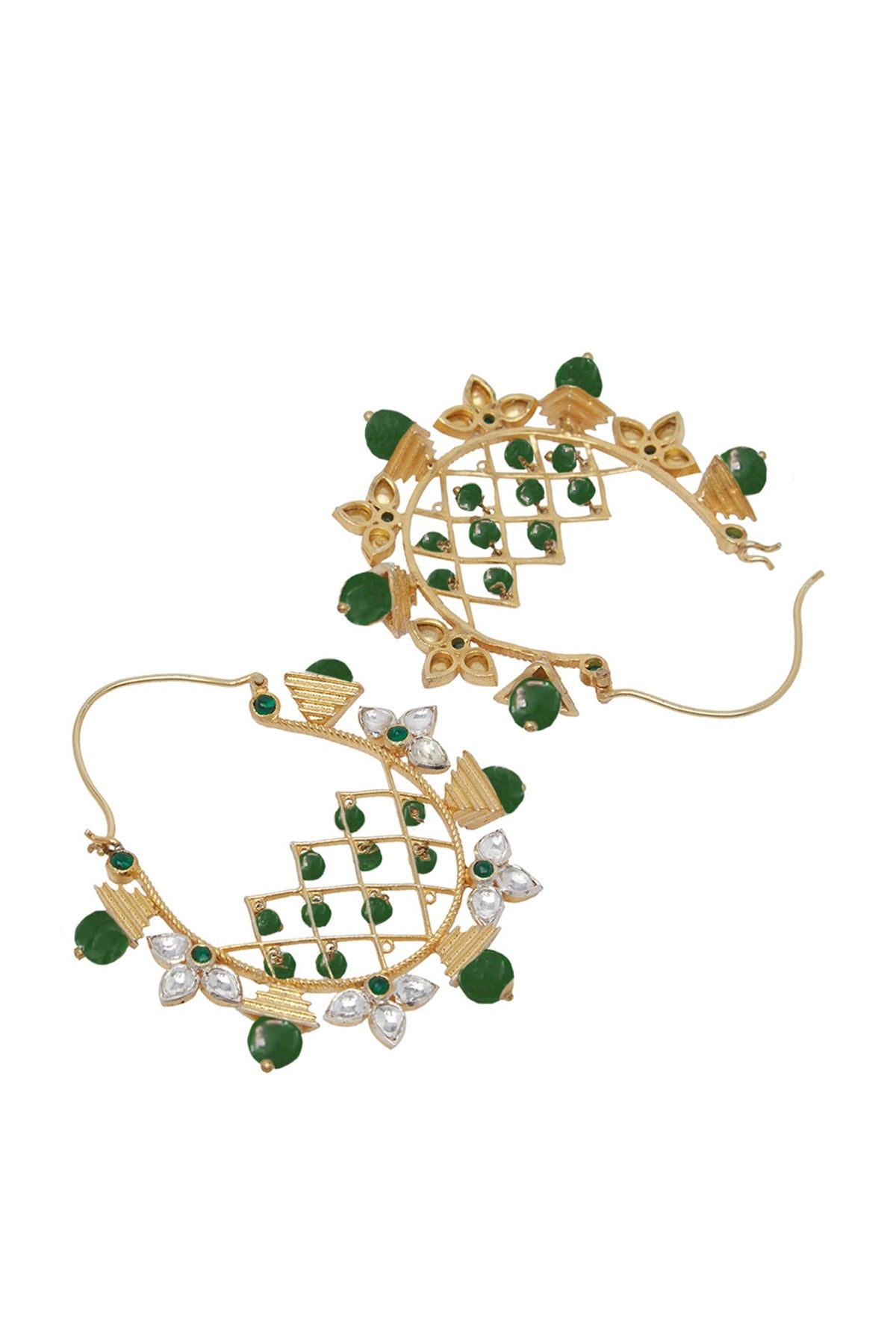 Gold Plated Green Onyx Stone Earrings