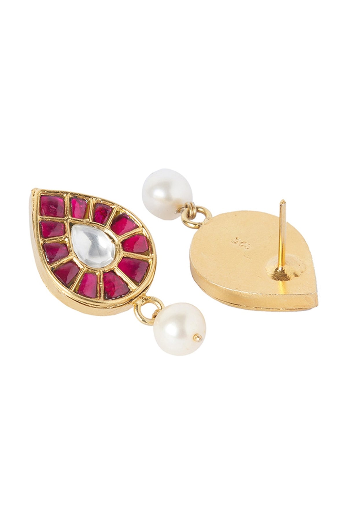 Gold Plated Jadau Stud Earrings