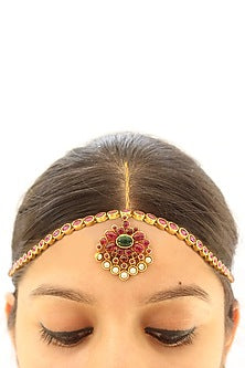 Gold Plated Glass Stone Mathapatti