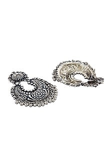 Silver Finish Mahnoor Chandbali Earrings