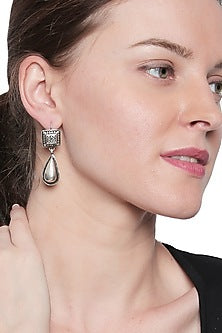 White Finish Earrings