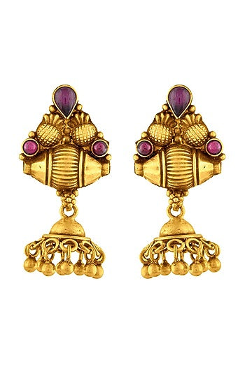 Gold Finish Jhumka Earrings