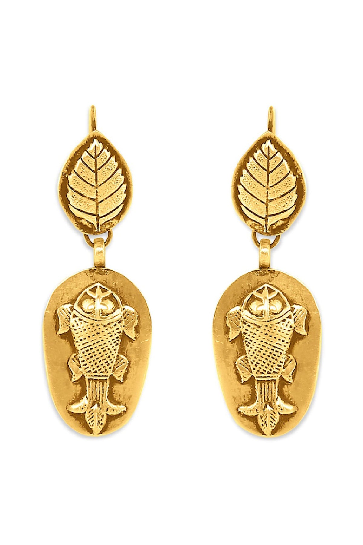 Gold Plated Earrings With Tribal Motif