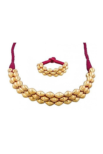 Gold Plated Beaded Necklace Set