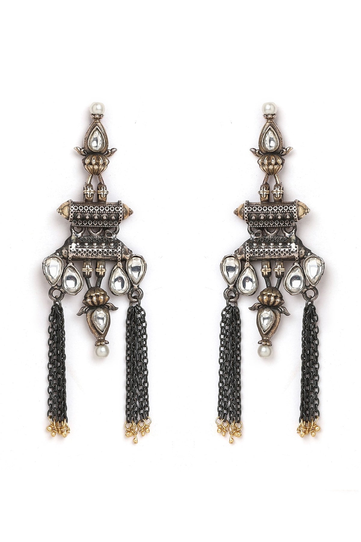 Gold Finish Ghungroo Dangler Earrings In Sterling Silver