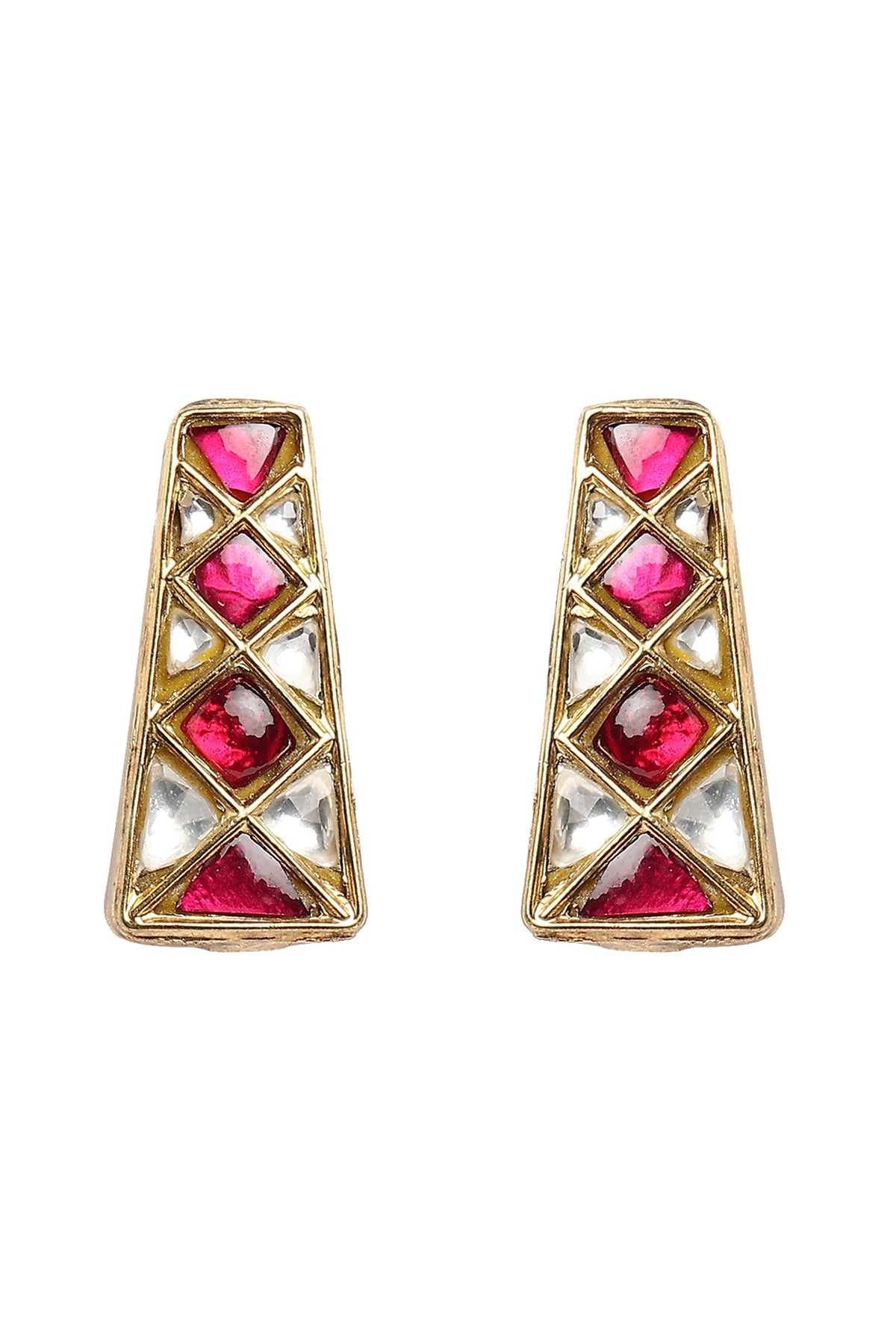 Gold Plated Ruby Stone Dangler Earrings In Sterling Silver