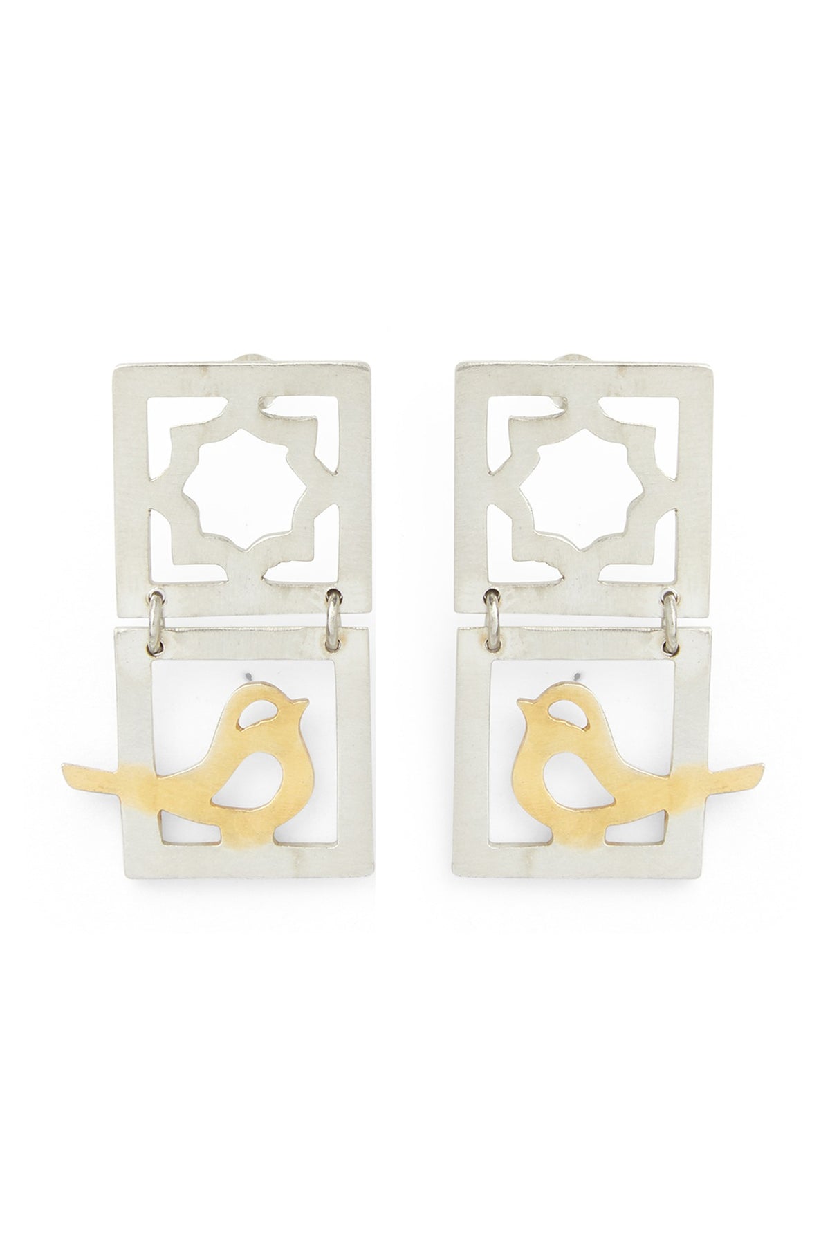 White Finish Stud Earrings In Sterling Silver