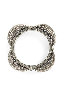 White Finish Kada In Sterling Silver