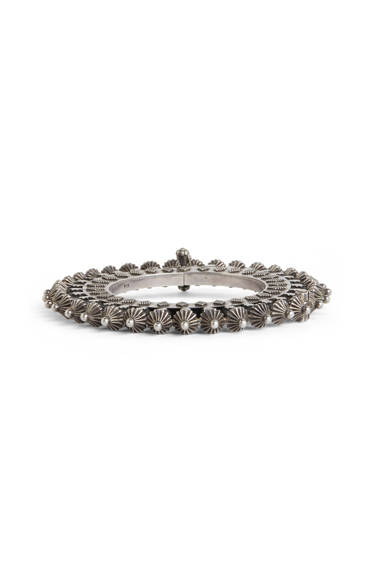White Finish Kada In Sterling Silver